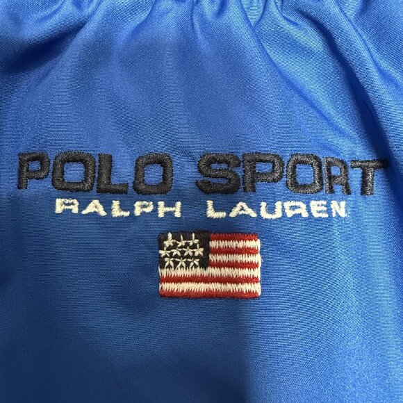 Vintage Polo Sport Ralph Lauren Pants Mens Medium Track Wind Blue Joggers Flag - Picture 3 of 12